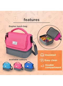 LunchBots LunchBots Duplex Insulated Lunch Bag - Dual Section Design Fits LunchBots Uno, Duo, Trio, Quad, Rounds, Bento Cinco Perfectly - Roomy Thermal Lunch Bag for Kids and Adults - Pink  - Image 3