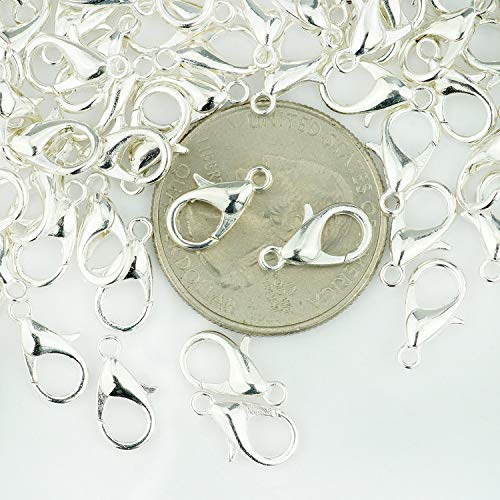 Hyamass 200Pcs Lobster Claw Clasps, 12x7mm Metal Alloy Lobster Clasps, Lobster Clasps for Jewelry Making,Keychains,Bracelet and for DIY Jewelry Necklace Clasps and Closures(Silver) - Image 4