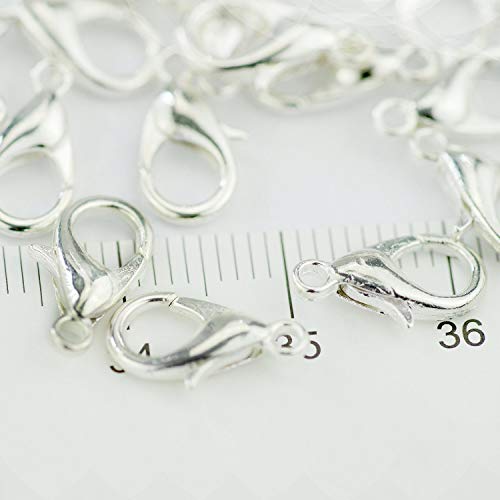 Hyamass 200Pcs Lobster Claw Clasps, 12x7mm Metal Alloy Lobster Clasps, Lobster Clasps for Jewelry Making,Keychains,Bracelet and for DIY Jewelry Necklace Clasps and Closures(Silver) - Image 5