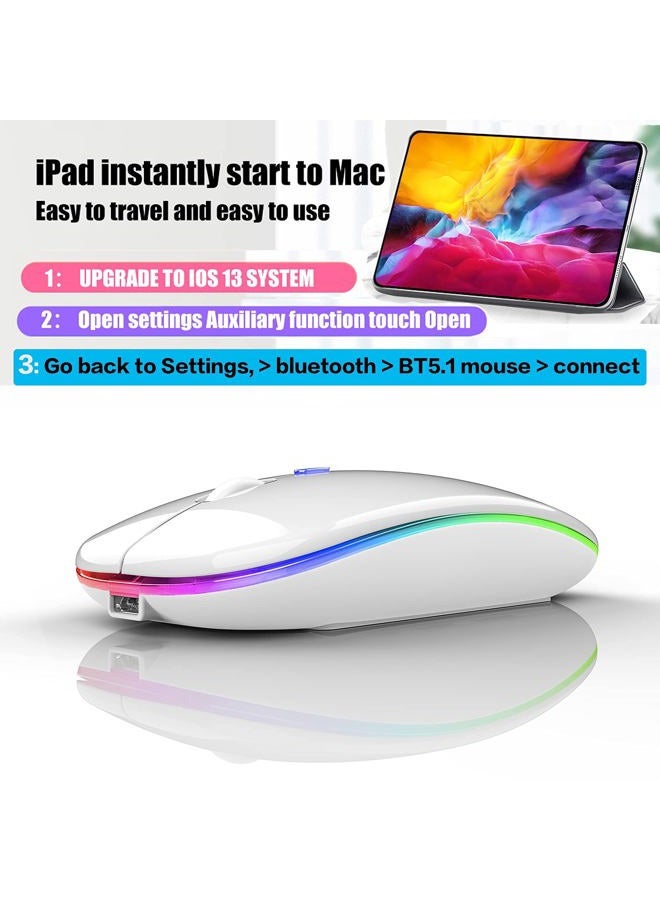 PEIBO Led Bluetooth Wireless Mouse for Mac iMac Laptop MacBook Pro Air iPad Microsoft Computer Win8/10 (LED White) - Image 2