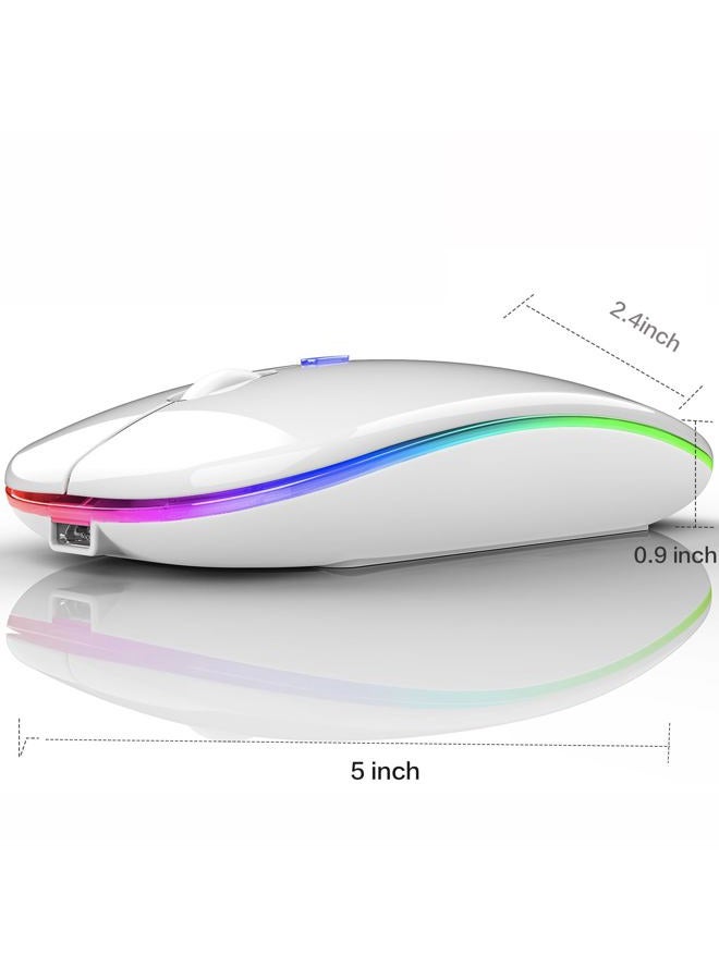 PEIBO Led Bluetooth Wireless Mouse for Mac iMac Laptop MacBook Pro Air iPad Microsoft Computer Win8/10 (LED White) - Image 4