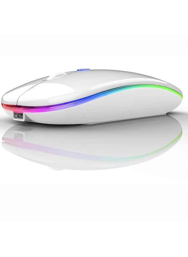 PEIBO Led Bluetooth Wireless Mouse for Mac iMac Laptop MacBook Pro Air iPad Microsoft Computer Win8/10 (LED White) - Image 1