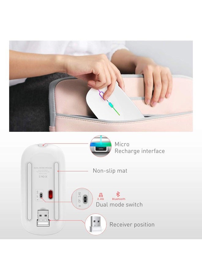 PEIBO Led Bluetooth Wireless Mouse for Mac iMac Laptop MacBook Pro Air iPad Microsoft Computer Win8/10 (LED White) - Image 5