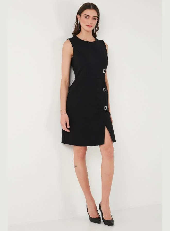Lela  Lela Standard Fit Belted Crew Neck Mini Dress Women's DRESS 611EL1964 for Women | Best Price UAE