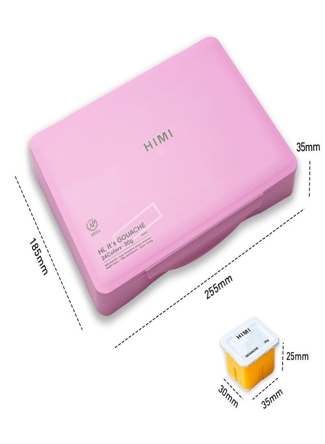 HIMI مجموعة ألوان جواش HIMI مع 3 فرش طلاء، 24 لون، 30 جرام، مجموعة ألوان جواش هلامية، طلاء غير سام للقماش والورق، مستلزمات فنية للمحترفين (وردي) - Image 5