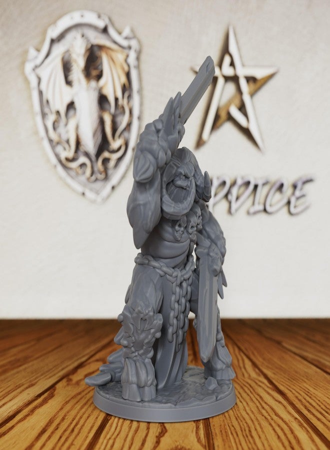 AUSPDICE Tabletop Unpainted Miniatures for Fantasy Role Playing & TTRPG - 32mm Scale Dark Warrior Minis Figurine for Dungeon Masters, Miniature Game RPG Accessory Figure - 5.6cm Demon Warrior (AS288) - Image 2