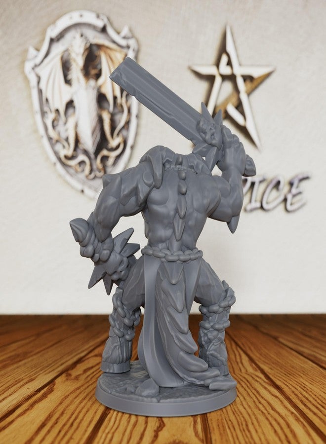 AUSPDICE Tabletop Unpainted Miniatures for Fantasy Role Playing & TTRPG - 32mm Scale Dark Warrior Minis Figurine for Dungeon Masters, Miniature Game RPG Accessory Figure - 5.6cm Demon Warrior (AS288) - Image 4
