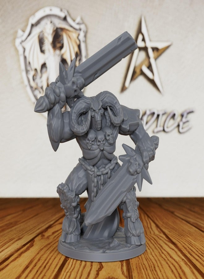 AUSPDICE Tabletop Unpainted Miniatures for Fantasy Role Playing & TTRPG - 32mm Scale Dark Warrior Minis Figurine for Dungeon Masters, Miniature Game RPG Accessory Figure - 5.6cm Demon Warrior (AS288) - Image 1