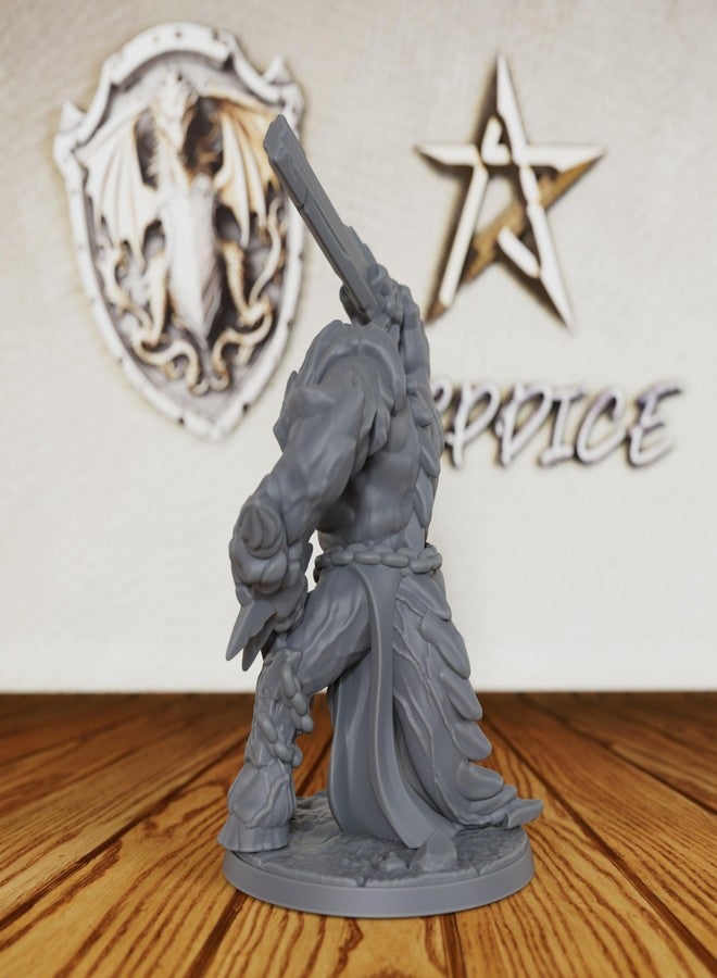 AUSPDICE Tabletop Unpainted Miniatures for Fantasy Role Playing & TTRPG - 32mm Scale Dark Warrior Minis Figurine for Dungeon Masters, Miniature Game RPG Accessory Figure - 5.6cm Demon Warrior (AS288) - Image 5