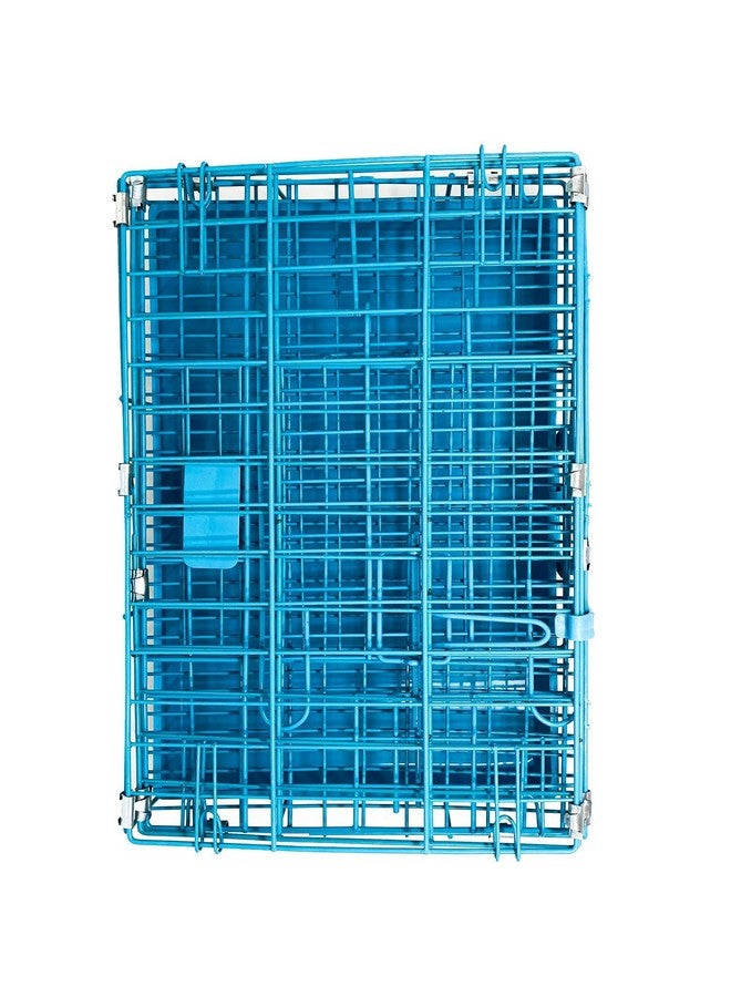 Single Door Folding Metal Dog Cage With Paw Protector, For Puppies And Kittens, Blue, 18 Inches - Image 5
