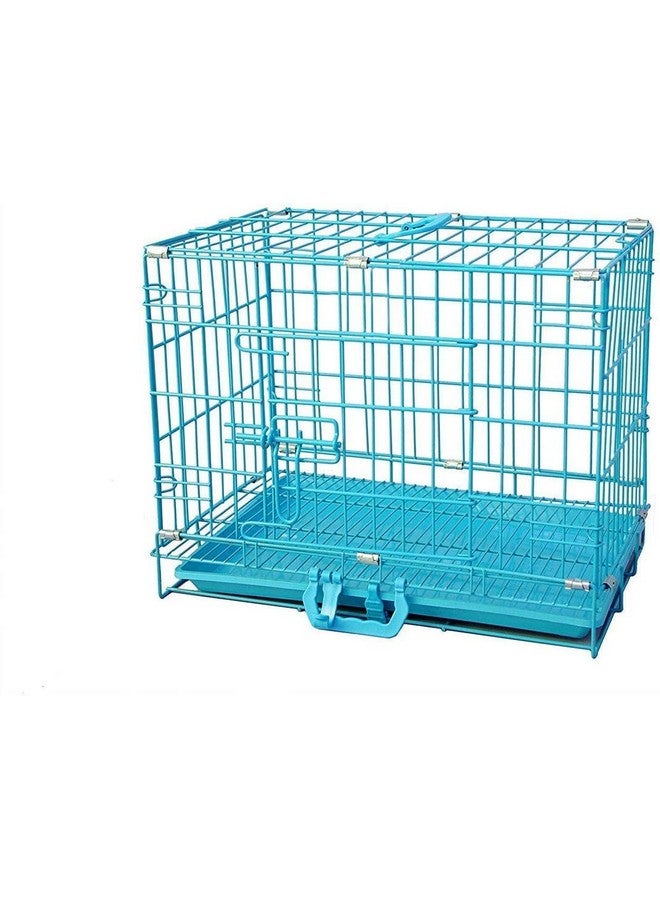 Single Door Folding Metal Dog Cage With Paw Protector, For Puppies And Kittens, Blue, 18 Inches - Image 4