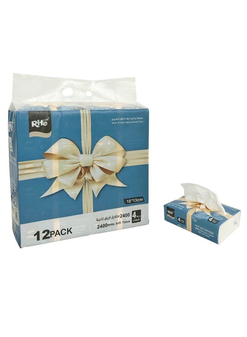 Rite Tissues 12 Boxes 2400 Tissues Ostrich Wood Fiber 4 Ply Durable Soft Economical KM-11824 - Image 4