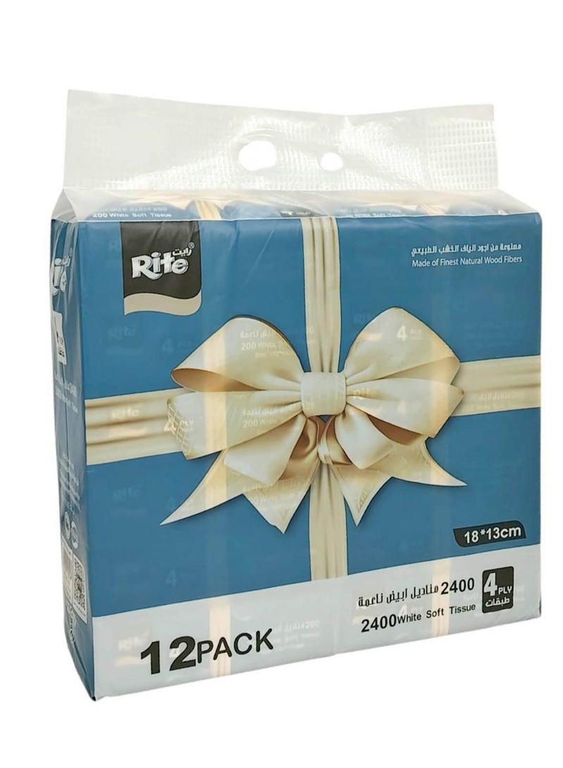 Rite Tissues 12 Boxes 2400 Tissues Ostrich Wood Fiber 4 Ply Durable Soft Economical KM-11824 - Image 3