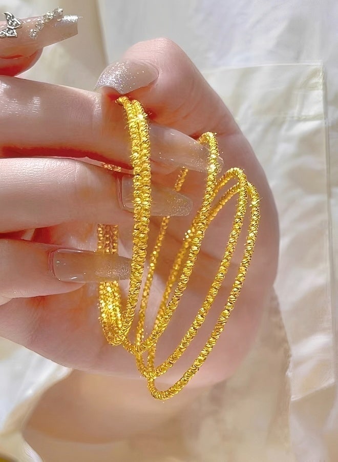 "سوار مرن بخمسة دوائر مطلية بالذهب متعدد الطبقات للسيدات تصميم قابل للتمدد وقابل للتكديس للارتداء اليومي والحفلات " - Image 3