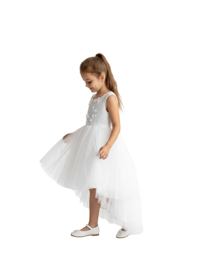 D'Daniela White Blossom High-Low Tulle Party Dress - Image 2