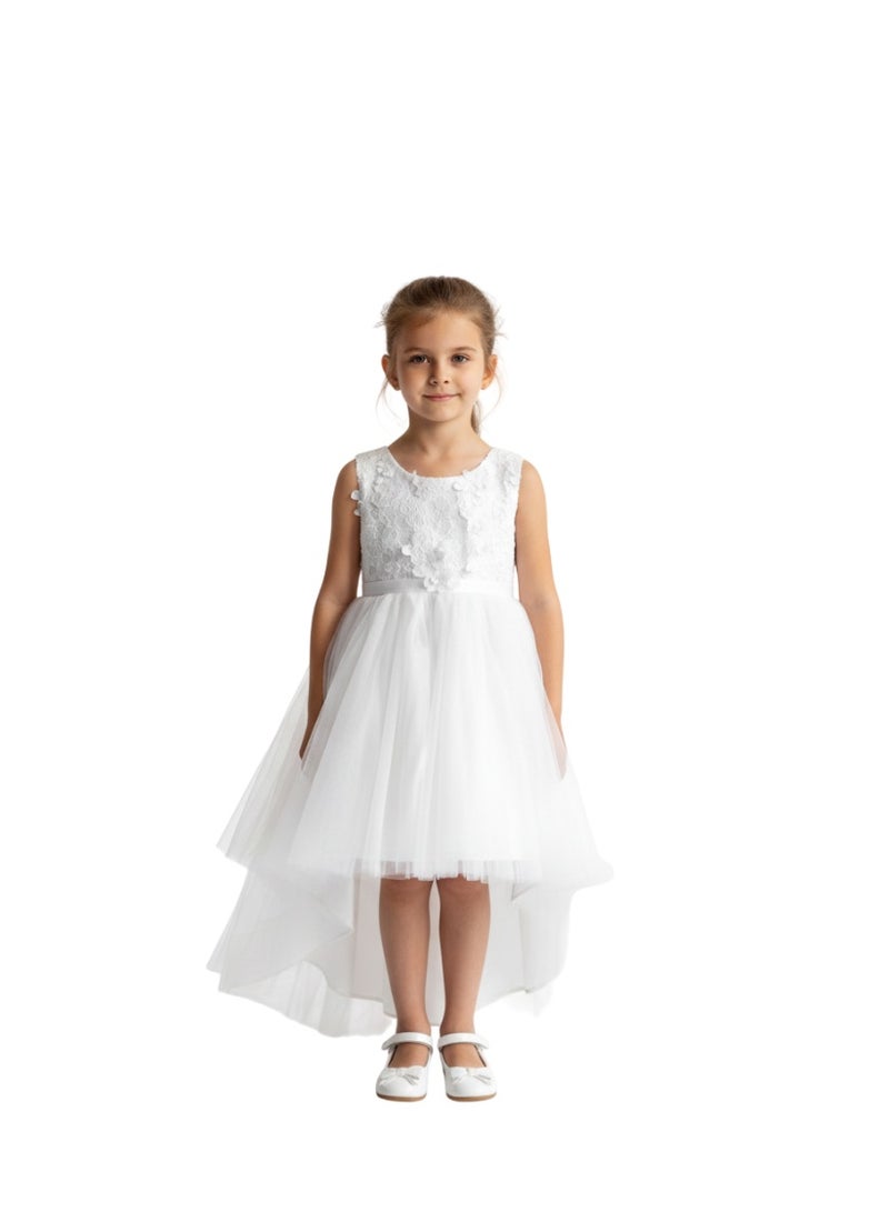 D'Daniela White Blossom High-Low Tulle Party Dress - Image 1