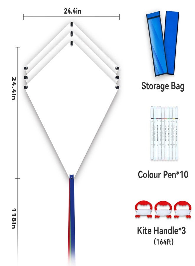 Doinfly Kite Making Kit for Adults & Kids: 3 Pack DIY Blank White Diamond Kites, Bulk Kite Paper for Painting, Easy to Fly for Beach, Party, Outdoor Activities - Image 3