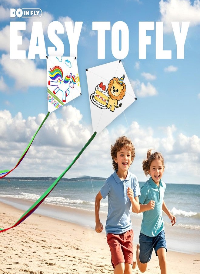 Doinfly Kite Making Kit for Adults & Kids: 3 Pack DIY Blank White Diamond Kites, Bulk Kite Paper for Painting, Easy to Fly for Beach, Party, Outdoor Activities - Image 2
