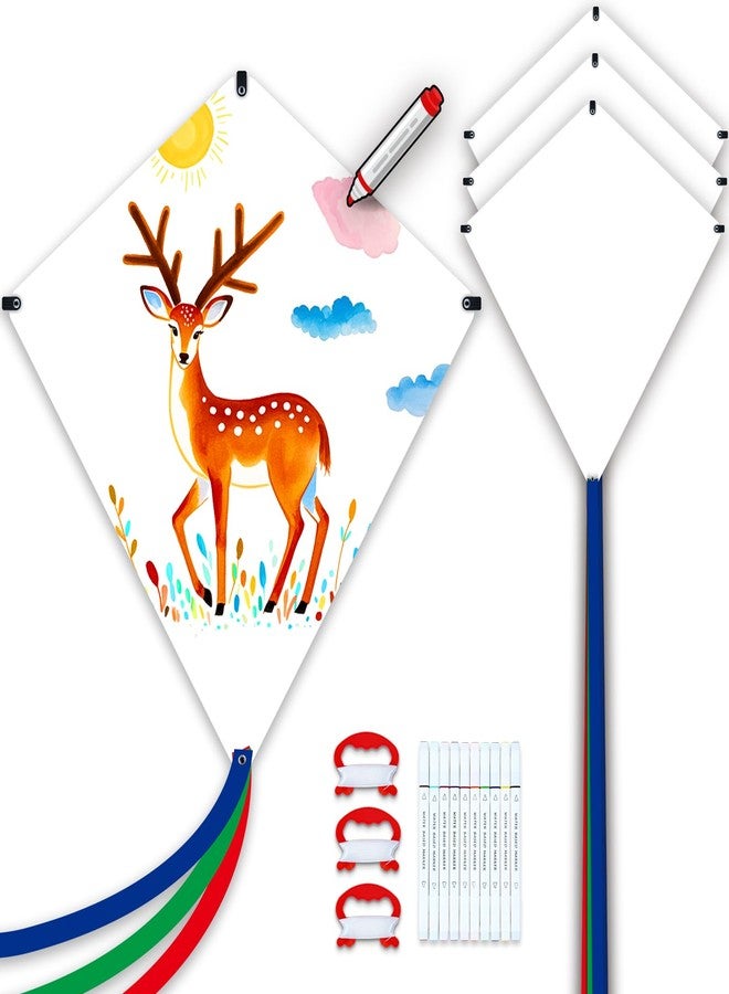 Doinfly Kite Making Kit for Adults & Kids: 3 Pack DIY Blank White Diamond Kites, Bulk Kite Paper for Painting, Easy to Fly for Beach, Party, Outdoor Activities - Image 1