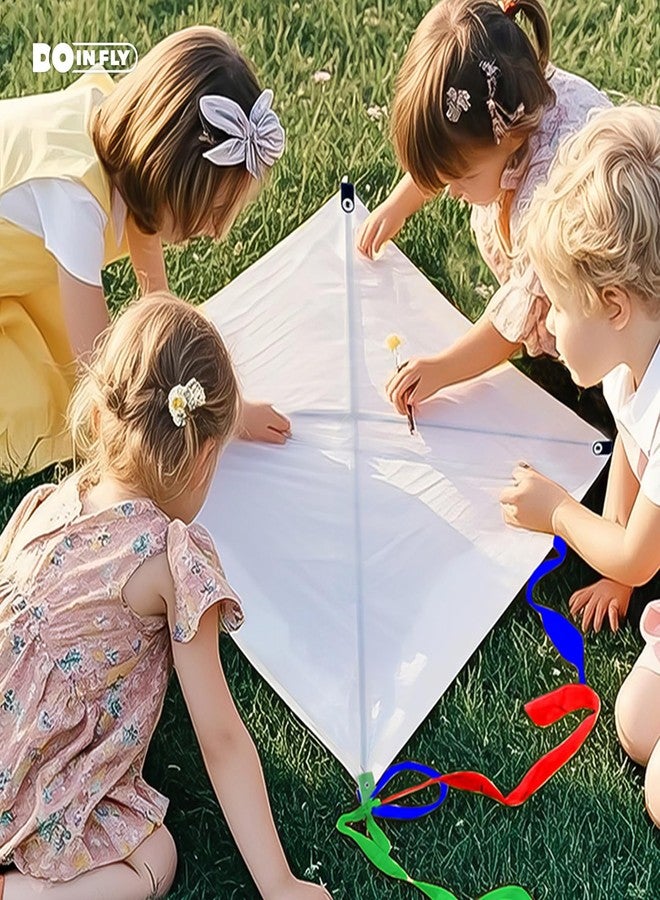 Doinfly Kite Making Kit for Adults & Kids: 3 Pack DIY Blank White Diamond Kites, Bulk Kite Paper for Painting, Easy to Fly for Beach, Party, Outdoor Activities - Image 4
