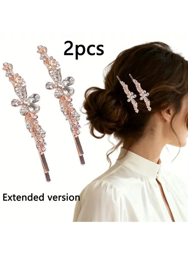مشابك شعر خلفية على شكل زهرة مرصعة بالأحجار الملونة 2 قطعة، مشبك شعر كبير للاستخدام اليومي والحفلات - Image 2