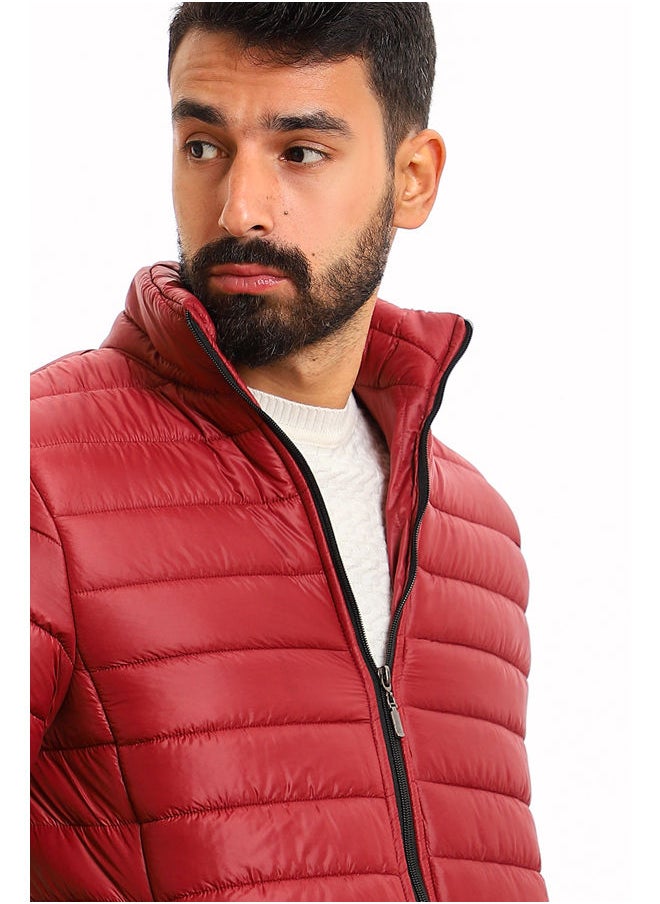 WHITE RABBIT - Zipper Full Sleeves Puffer Jacket - Red - Image 1