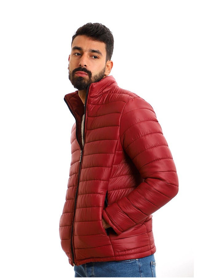 WHITE RABBIT - Zipper Full Sleeves Puffer Jacket - Red - Image 1