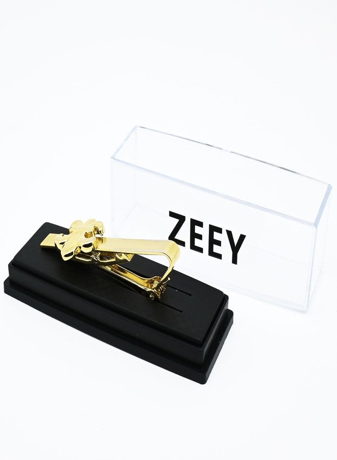 ZEEY Unique Flower Shaped Lady Men Tie Clip In Gift Case Golden Men's Tie Pin Bar for Regular Necktie Daily Business Anniversary Wedding Occasions - Image 2