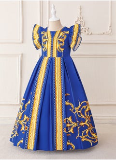 Loquat Muslim Abaya Thobe Robe Dress White Long sleeved Dress Girl's Princess Dress Blue  - Image 4
