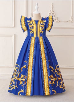 Loquat Muslim Abaya Thobe Robe Dress White Long sleeved Dress Girl's Princess Dress Blue  - Image 1