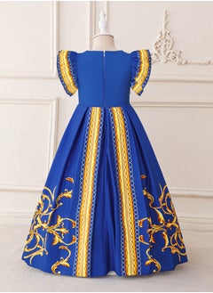 Loquat Muslim Abaya Thobe Robe Dress White Long sleeved Dress Girl's Princess Dress Blue  - Image 3