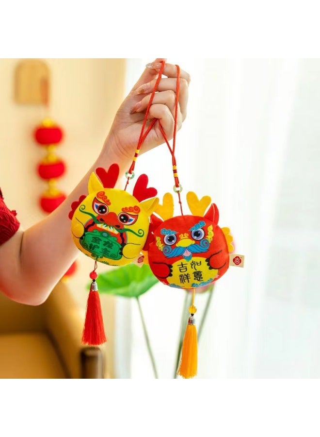 Dragon Year Mascot Digital Printing Dragon Plush Toy Doll Pendant Company Open Door Red Gift Doll-Specifications:Four-color Mix And Match Random One  - Image 3
