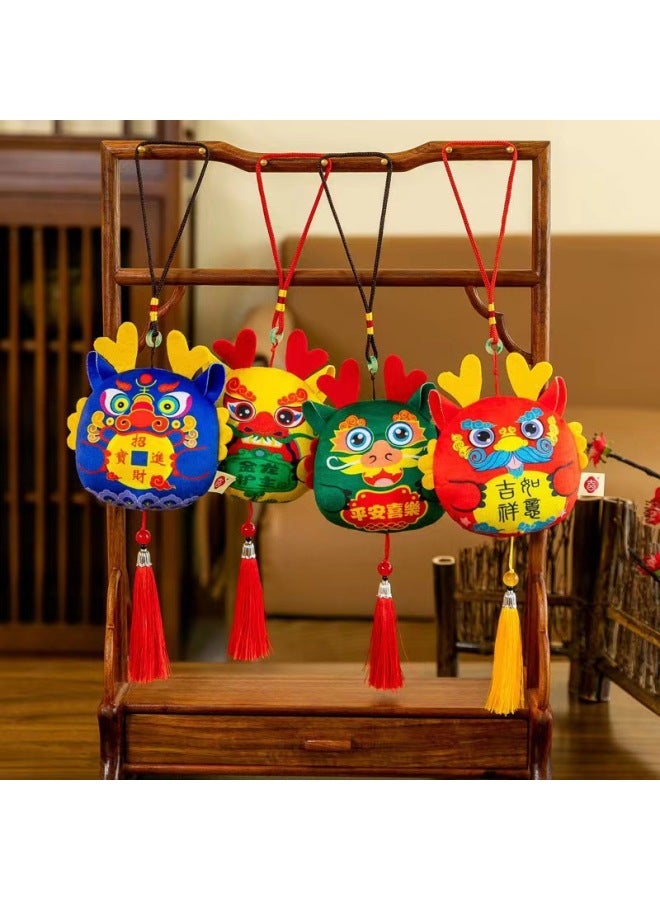 Dragon Year Mascot Digital Printing Dragon Plush Toy Doll Pendant Company Open Door Red Gift Doll-Specifications:Four-color Mix And Match Random One  - Image 1