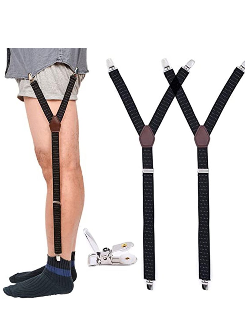 Y&D Mens Shirt Stays Military Adjustable Elastic Garter Straps Sock Non-slip Locking Clamps Long-Lasting Signature Shirts Holder for Men - Image 1
