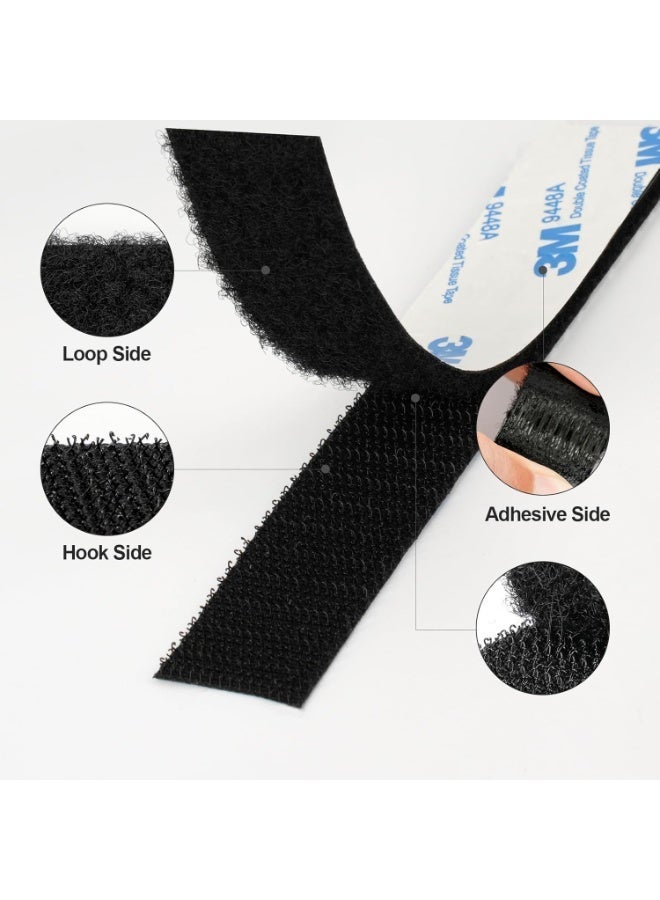 3M 1 Pair Self Adhesive Interlocking Strip Hook and Loop Tape, 2.5cm x 5m Heavy Strong Sticky Tape, Duty Nylon Mounting Tape with Strong Waterproof Bond, Double Sided Fastener Strips for Carpet & Rug Fixation, Picture Hanging and Cable Organization for Home Office, Black - Image 2