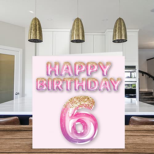 Stuff4 6th Birthday Card for Girls - Pink & Purple Glitter Balloons - Happy Birthday Cards for 6 Year Old Girl Daughter Sister Granddaughter Cousin, 5.7 x 5.7 Inch Six Sixth Bday Greeting Cards Gift - Image 3