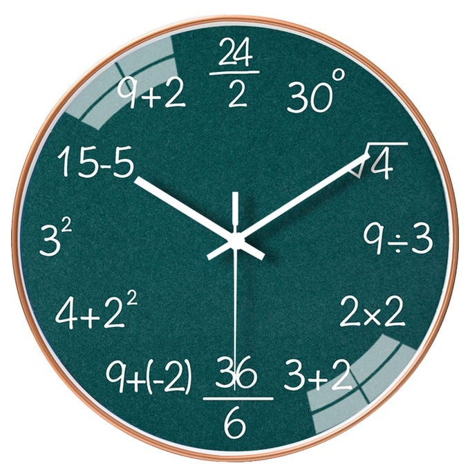 12 INCH MATH WALL CLOCK SILENT NON TICKING MOVEMENT QUALITY QUARTZ WALL CLOCK FOR OFFICE CLASSROOMSCHOOLHOMEKITCHENLIVING ROOM WALL DECORATIONS GREEN