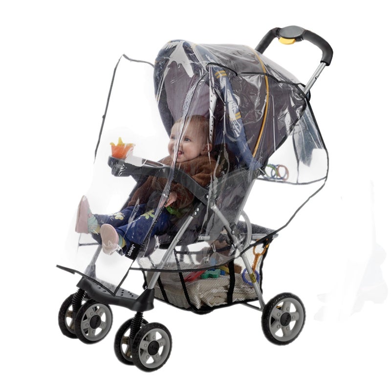 Jeep Standard Stroller Rain Cover, Stroller Rain Cover, Baby Rain Cover, Stroller Accessories, Stroller Weather Shield, Universal Size, Waterproof, Windproof, Ventilation, Clear Vinyl Plastic - Image 1