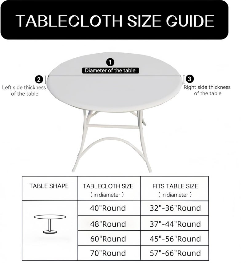 Walrus Round Vinyl Fitted Tablecloth with Flannel Backing Elastic Edge Design Table Cover Waterproof Oil-Proof PVC Table Cloth Stain-Resistant Best for 32"-36" Round - Image 2
