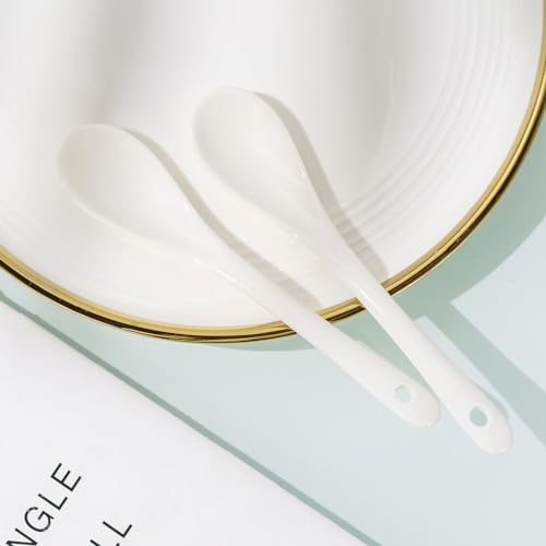 Mosuji Set of 6 Premium White Porcelain Coffee Spoons for Espresso, Tea, Sauces, and Desserts,(13cm,5.12inch) - Image 5