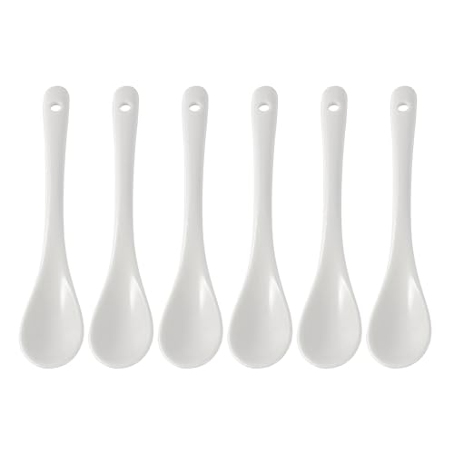 Mosuji Set of 6 Premium White Porcelain Coffee Spoons for Espresso, Tea, Sauces, and Desserts,(13cm,5.12inch) - Image 1