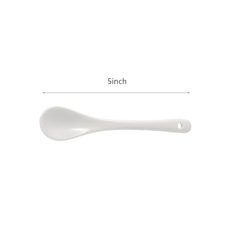 Mosuji Set of 6 Premium White Porcelain Coffee Spoons for Espresso, Tea, Sauces, and Desserts,(13cm,5.12inch) - Image 2