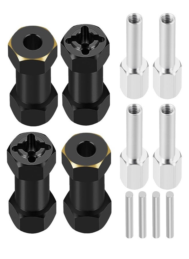 MOHERO 4Pcs Brass 12mm (+17mm) Wheels Hex Hub Extension Hex Drive Adapter for All RC Car Which with 12mm Hex and 1/10 RC Crawlers Axial SCX10 90046 D90 - Image 1