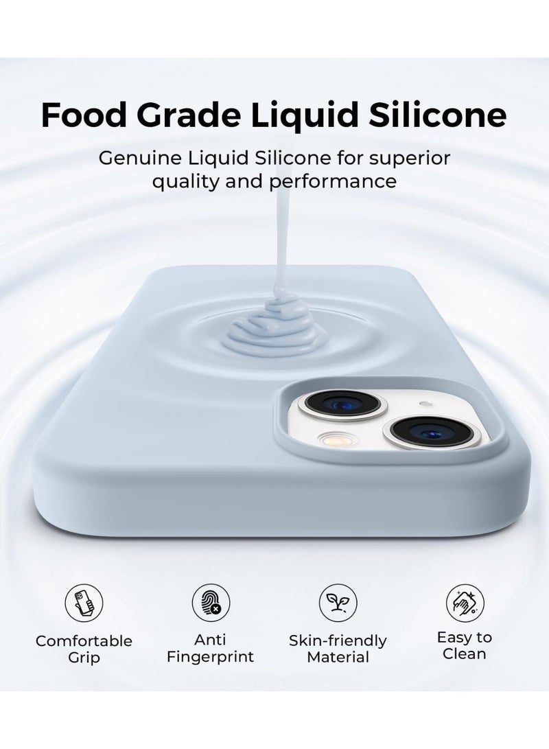جراب سيليكون متوافق مع iPhone 13 Mini، حماية كاملة للجسم، جراب سيليكون سائل ناعم مضاد للصدمات لهاتف iPhone 13 Mini (2021) 5.4 (أزرق فاتح) - Image 2
