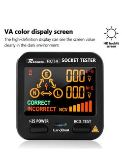 KASTWAVE Outlet Tester, LCD with Voltage Display, RCD Socket Tester Circuit Analyzer, Standard 0.1-250V Outlets 8 Visual Indications, Polarity Detector Leakage Tester Electricity Line Fault Checker  - Image 5