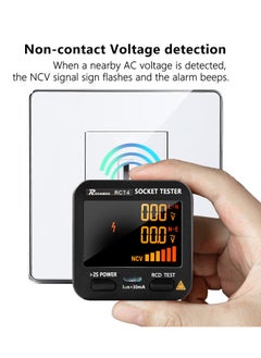 KASTWAVE Outlet Tester, LCD with Voltage Display, RCD Socket Tester Circuit Analyzer, Standard 0.1-250V Outlets 8 Visual Indications, Polarity Detector Leakage Tester Electricity Line Fault Checker  - Image 2
