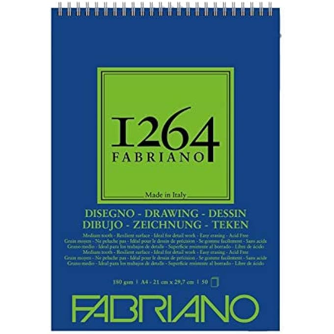 DISEGNO 19100646 SPIRAL BOUND SKETCH PAD 1264 180 G/M² DIN A4 50 SHEETS NATURAL WHITE SATIN PAPER WITH MEDIUM GRAIN ACID FOR ALL DRYING TECHNIQUES - Image 4