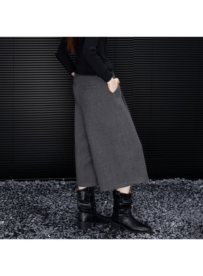 dme Demana Winter Intellectual Pleated Wide-leg Cropped Pants Co Woolen Pee Women's Casual Trousers - Image 5