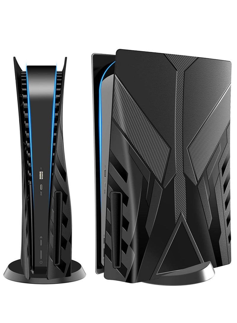 PlayStation PS5 Plates for Accessories, Hard Shockproof Cover Skins Shell Panels Console, Anti-Scratch Dustproof Face Replacement Accessories Playstation 5 Disc Edition - Black - Image 1