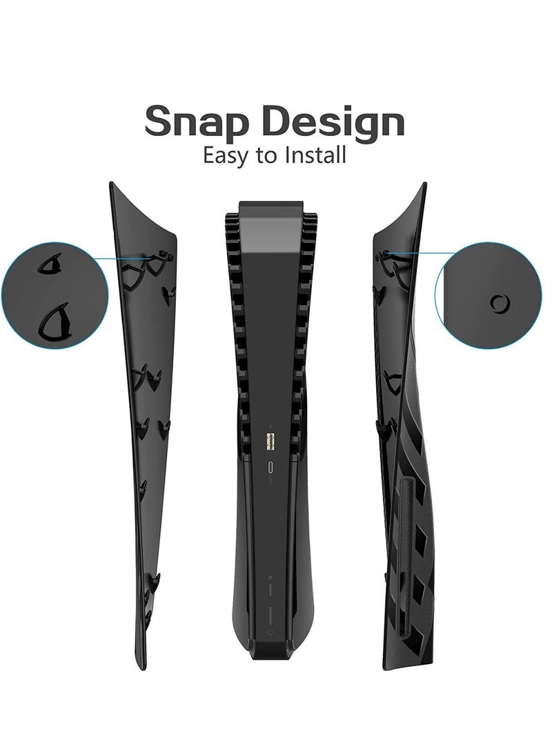 PlayStation PS5 Plates for Accessories, Hard Shockproof Cover Skins Shell Panels Console, Anti-Scratch Dustproof Face Replacement Accessories Playstation 5 Disc Edition - Black - Image 3